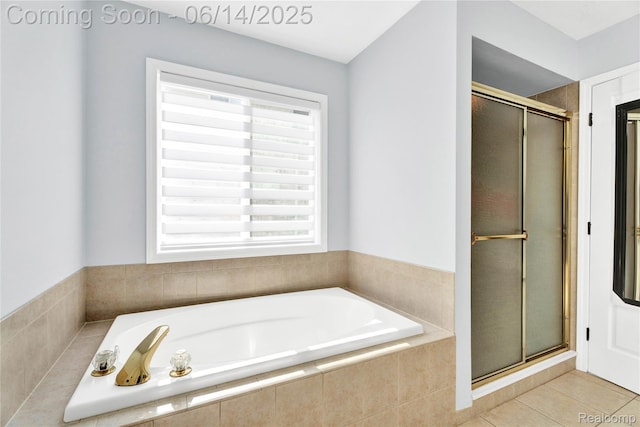 13563 Trotters Ln, Sterling Heights, MI 48313 - full bathroom with a stall shower, a bath, and tile patterned floors