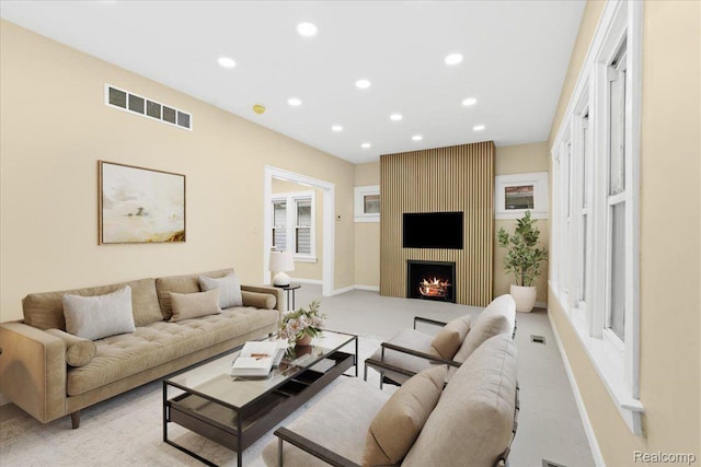 475 Algonquin St, Detroit, MI 48215 - living room with recessed lighting and a large fireplace