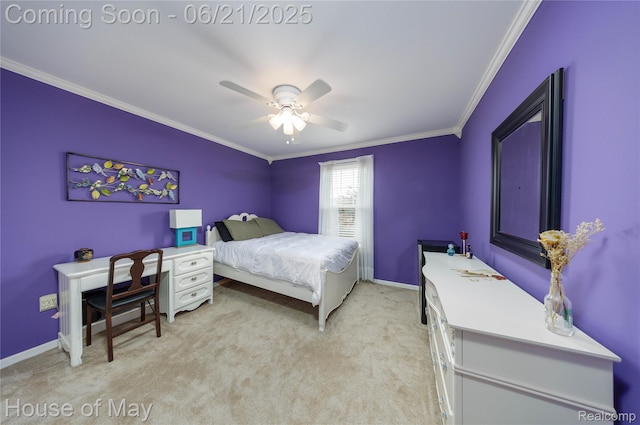 1768 Carriage Hl, Commerce Twp, MI 48382 - bedroom with crown molding, light colored carpet, and ceiling fan