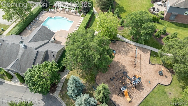 1768 Carriage Hl, Commerce Twp, MI 48382 - aerial view of property and surrounding area featuring a pool area