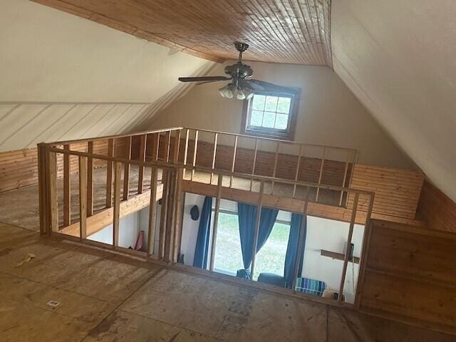 844 N Oak St, Evart, MI 49631 - additional living space with lofted ceiling and ceiling fan