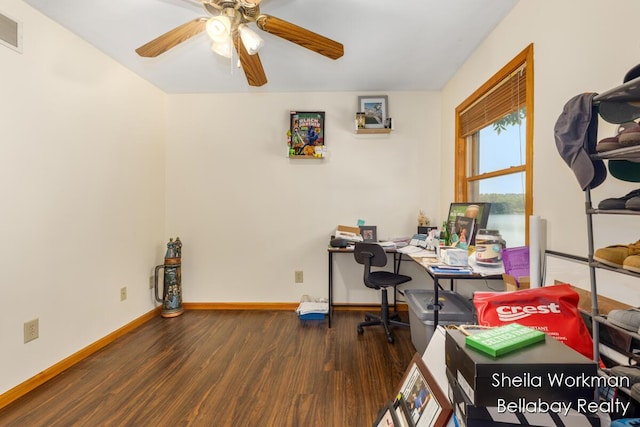 1725 Ottawa Trl, Hastings, MI 49058 - home office with wood finished floors and a ceiling fan