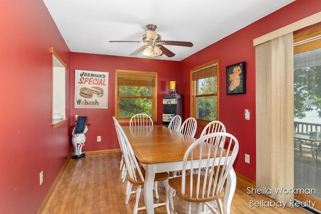 1725 Ottawa Trl, Hastings, MI 49058 - dining space with wood finished floors, ceiling fan, and plenty of natural light