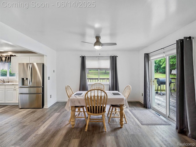 4960 Paula Ave, Clarkston, MI 48346 - dining space featuring wood finished floors and ceiling fan