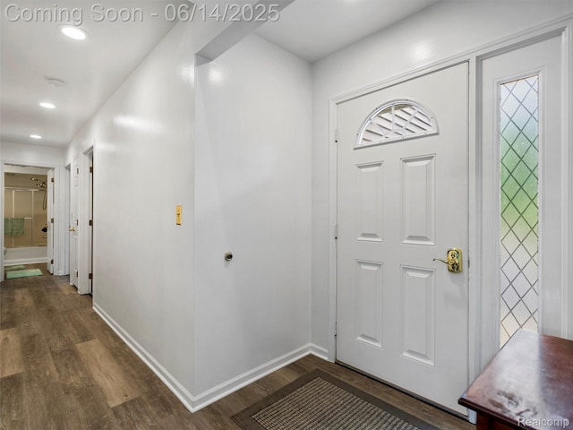 4960 Paula Ave, Clarkston, MI 48346 - entrance foyer with dark wood-type flooring and recessed lighting