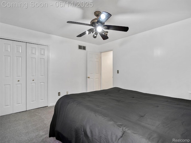 4960 Paula Ave, Clarkston, MI 48346 - bedroom with carpet flooring, a closet, and a ceiling fan