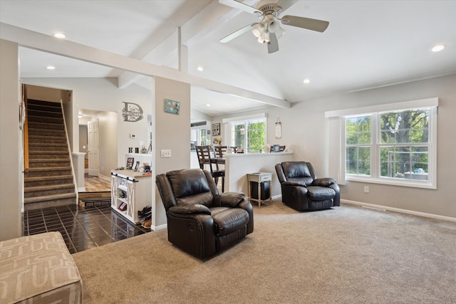 14747 A Dr N, Marshall, MI 49068 - living area featuring recessed lighting, stairs, and ceiling fan
