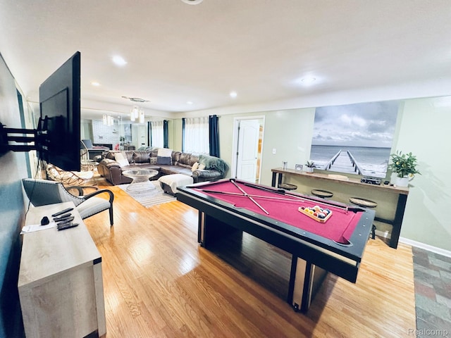 24230 Berg Rd, Commerce Twp, MI 48033 - recreation room featuring wood finished floors, billiards table, and recessed lighting