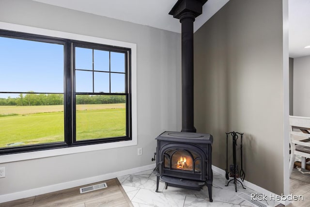 1153 S Edgar Rd, Mason, MI 48854 - detailed view of a wood stove and baseboards