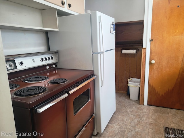 15892 Centralia, Redford, MI 48239 - kitchen with electric range oven and open shelves