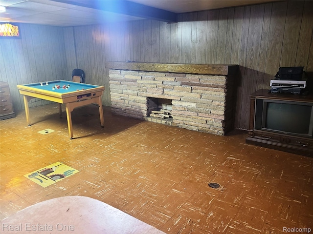 15892 Centralia, Redford, MI 48239 - recreation room featuring wooden walls