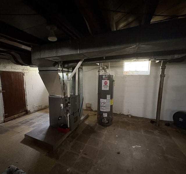 14151 Bringard Dr, Detroit, MI 48205 - below grade area featuring gas water heater and heating unit