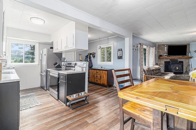 5468 S Custer Rd, Custer, MI 49405 - kitchen with appliances with stainless steel finishes, healthy amount of natural light, light countertops, and light wood-type flooring