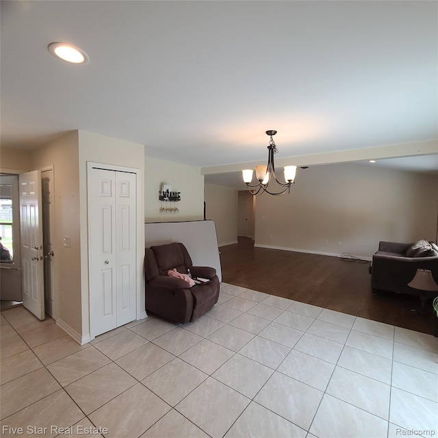 105 Degurse Ave, Marine City, MI 48039 - sitting room featuring a chandelier, light tile patterned floors, and recessed lighting