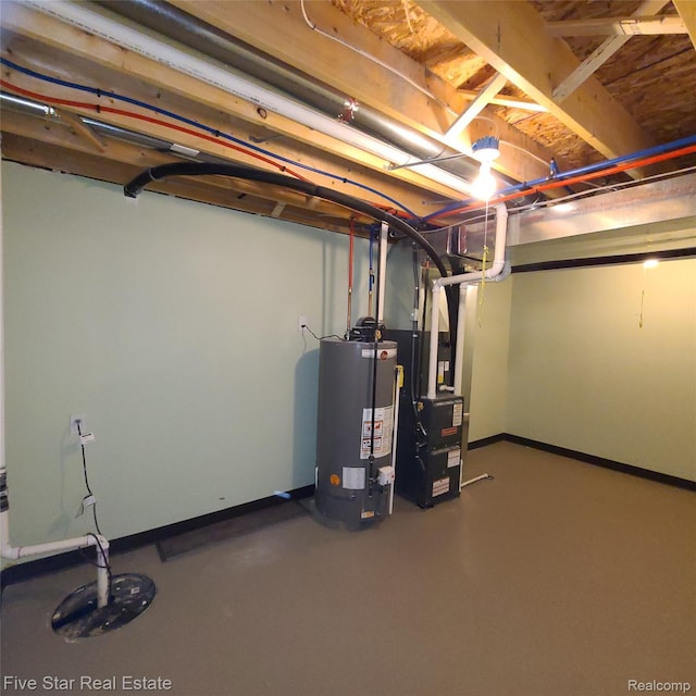 105 Degurse Ave, Marine City, MI 48039 - unfinished basement with gas water heater and heating unit