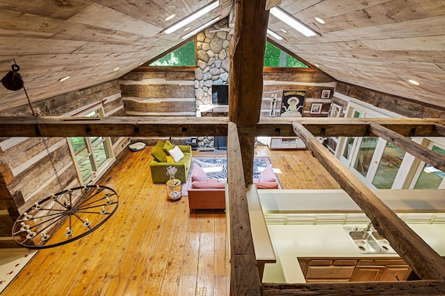 1874 Yeckley Rd, Hastings, MI 49058 - detailed view of wood ceiling, wood finished floors, and wooden walls
