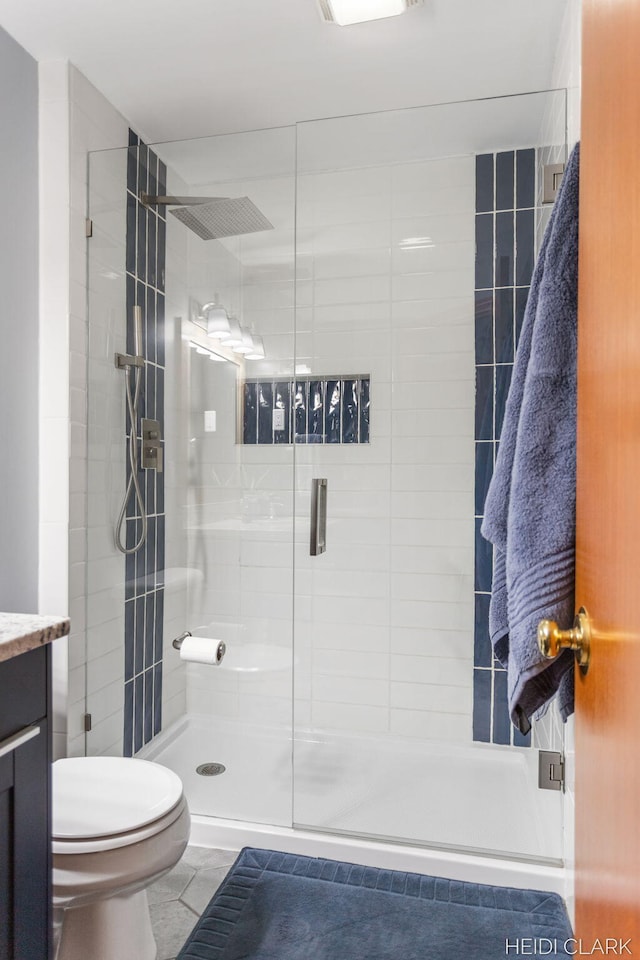 2973 Riley Ridge Rd, Holland, MI 49424 - bathroom with a stall shower, vanity, and tile patterned floors
