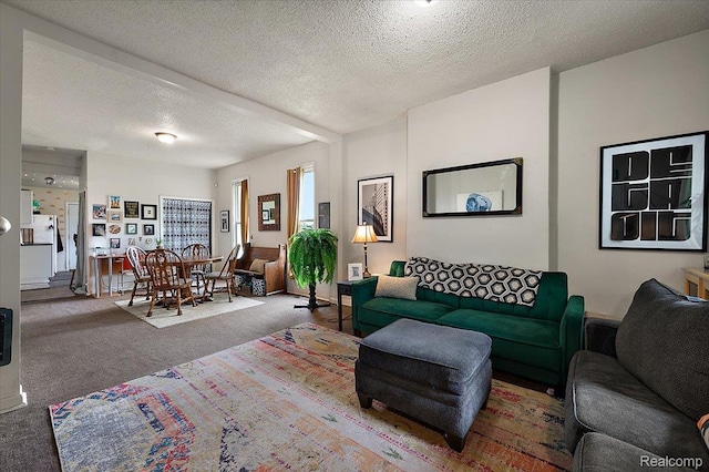 1769 W Warren Ave, Detroit, MI 48208 - living area featuring carpet flooring and a textured ceiling
