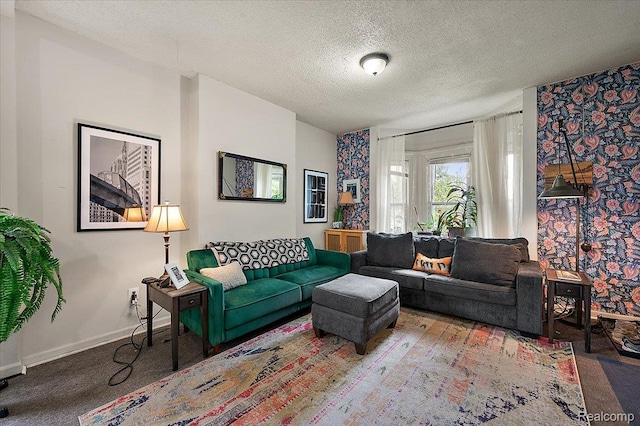 1769 W Warren Ave, Detroit, MI 48208 - living area featuring a textured ceiling and carpet flooring