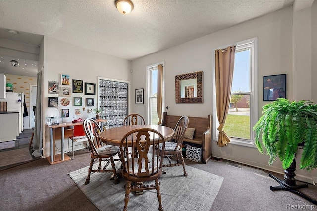 1769 W Warren Ave, Detroit, MI 48208 - carpeted dining space featuring plenty of natural light and a textured ceiling