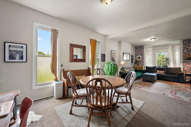 1769 W Warren Ave, Detroit, MI 48208 - carpeted dining room with a textured ceiling and baseboards
