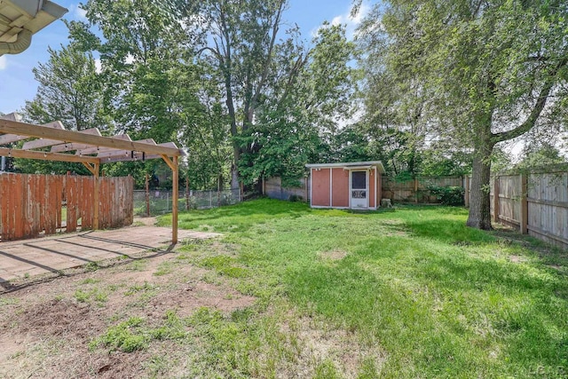 338 Cherry St, Blissfield, MI 49228 - fenced backyard featuring a storage shed and a patio