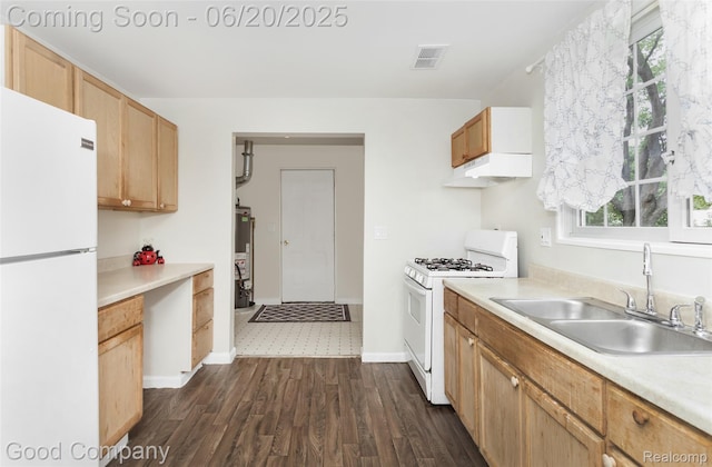 755 Robinwood St, Pontiac, MI 48340 - kitchen with white appliances, healthy amount of natural light, light countertops, and dark wood finished floors