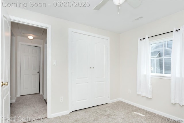 755 Robinwood St, Pontiac, MI 48340 - unfurnished bedroom featuring carpet, attic access, and a ceiling fan