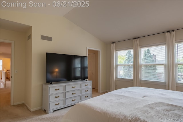 48671 Timber Crest Ct, Plymouth, MI 48170 - bedroom with vaulted ceiling, light carpet, and multiple windows