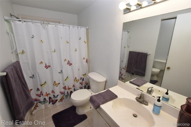 1350 Laurel Valley Dr, Waterford, MI 48327 - full bathroom with vanity, tile patterned floors, and a shower with curtain