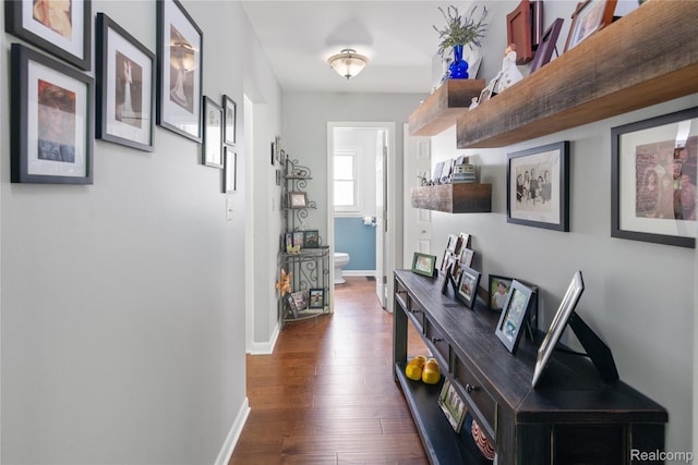 20551 Elwell Rd, Belleville, MI 48111 - corridor with baseboards and dark wood-style floors
