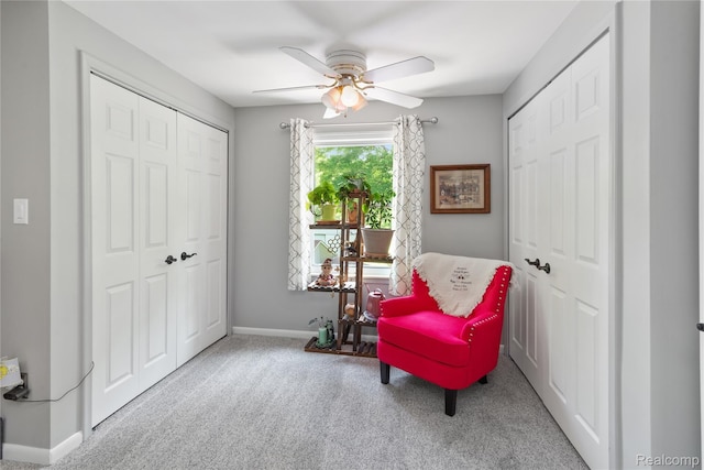 20551 Elwell Rd, Belleville, MI 48111 - living area featuring a ceiling fan and carpet floors