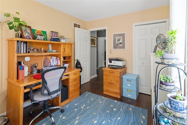 20551 Elwell Rd, Belleville, MI 48111 - home office featuring dark wood-style flooring