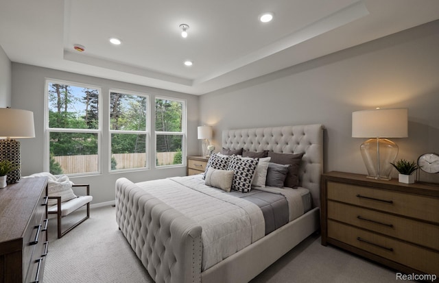 3045 Sheffield Cir, Clarkston, MI 48346 - bedroom featuring light carpet, recessed lighting, and a raised ceiling