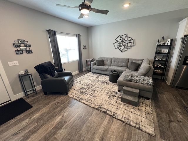 2650 Eagle Rdg, Muskegon, MI 49444 - living area with wood finished floors, ceiling fan, and recessed lighting