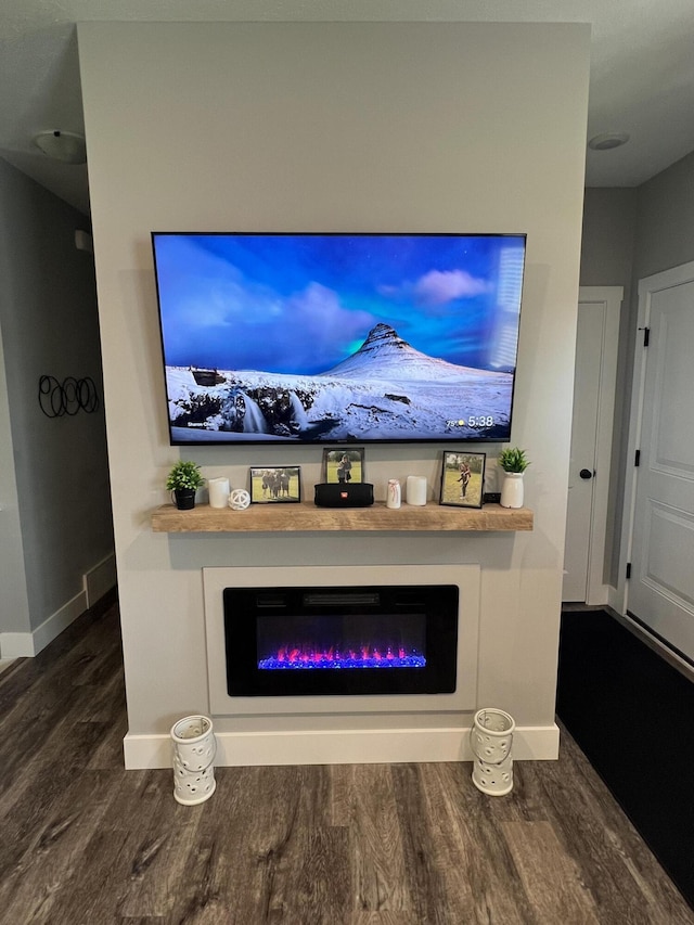 2650 Eagle Rdg, Muskegon, MI 49444 - living area featuring dark wood finished floors and a glass covered fireplace