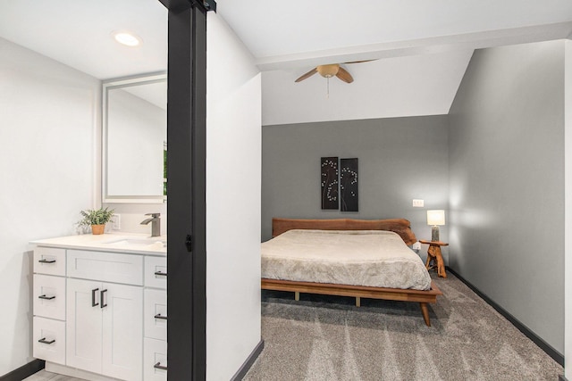 6490 Island Lake Rd, Holland, MI 49423 - bedroom with light colored carpet, recessed lighting, and ceiling fan