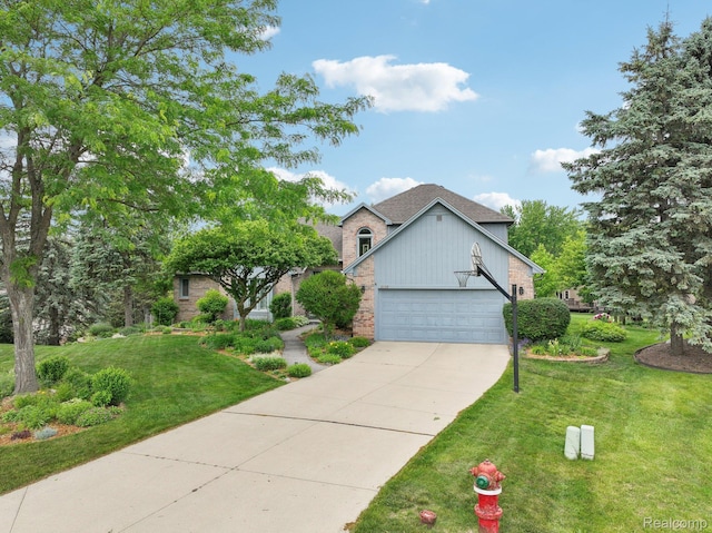 2138 Kennedy Dr, Rochester Hills, MI 48309 - view of front facade featuring concrete driveway, a front lawn, and brick siding