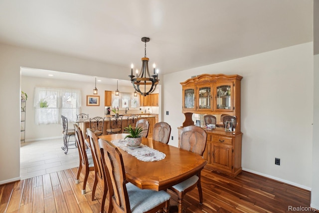 2138 Kennedy Dr, Rochester Hills, MI 48309 - dining area with a chandelier and wood-type flooring