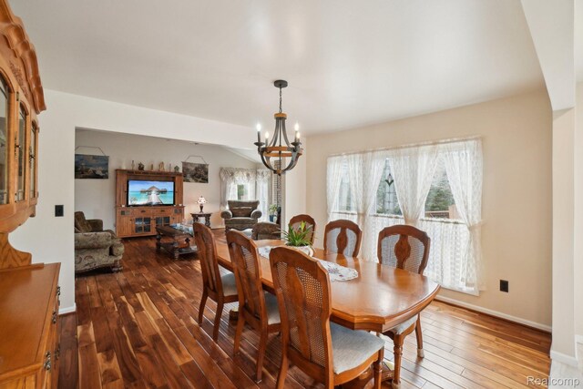 2138 Kennedy Dr, Rochester Hills, MI 48309 - dining area with a chandelier and wood-type flooring