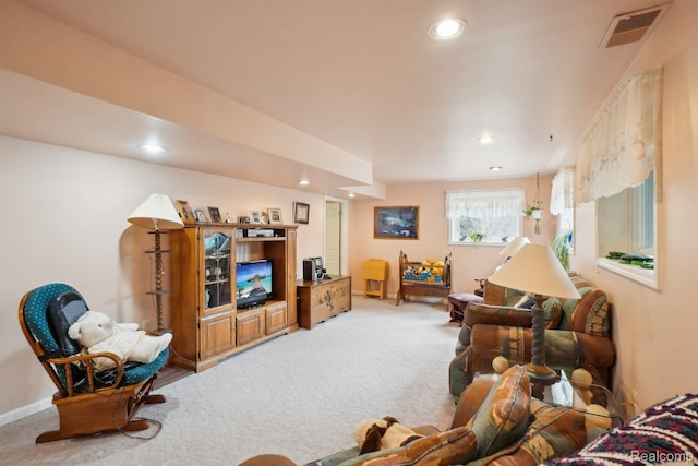 2138 Kennedy Dr, Rochester Hills, MI 48309 - carpeted living area featuring recessed lighting and baseboards