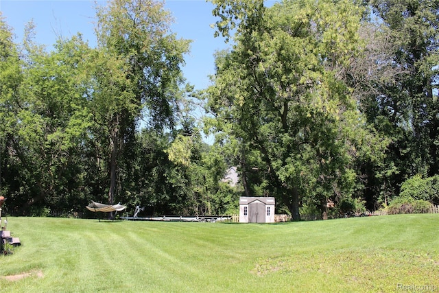 14361 Blue Heron Dr, Fenton, MI 48430 - view of grassy yard featuring a storage shed