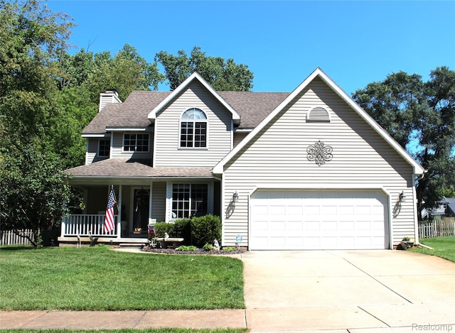 14361 Blue Heron Dr, Fenton, MI 48430 - view of front of property featuring roof with shingles, covered porch, and a front lawn