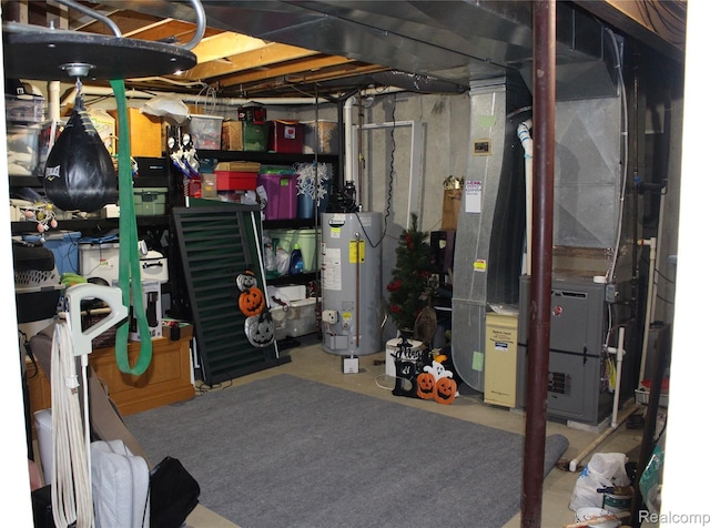 14361 Blue Heron Dr, Fenton, MI 48430 - unfinished basement with water heater and heating unit