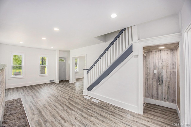 2934 Virginia Park St, Livonia, MI 48206 - foyer with stairway, recessed lighting, and wood finished floors