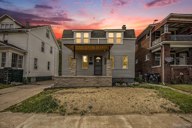 2934 Virginia Park St, Livonia, MI 48206 - view of front of property featuring mansard roof, a shingled roof, a balcony, and a porch