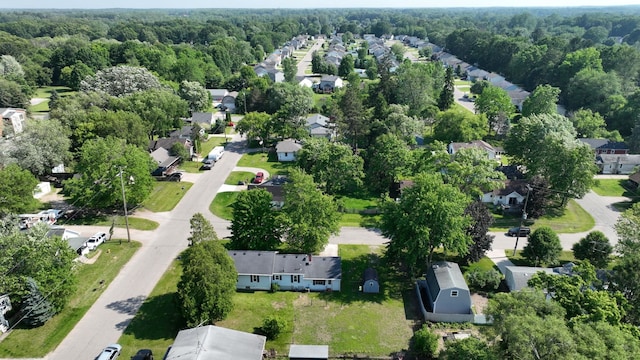 11469 Haven St, Clio, MI 48420 - aerial overview of property's location with a heavily wooded area and nearby suburban area