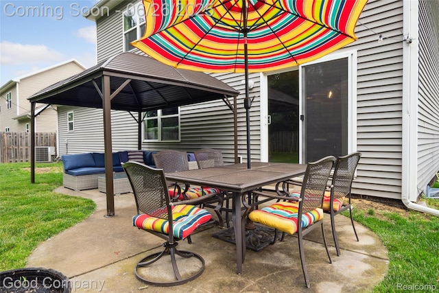 1123 Tartan Ln, Walled Lake, MI 48390 - view of patio featuring a gazebo, an outdoor hangout area, and outdoor dining space