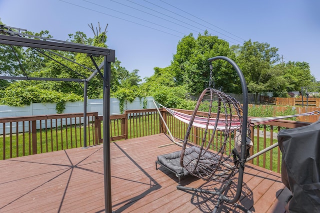 4315 Knollcrest Dr, Ann Arbor, MI 48108 - wooden deck featuring a fenced backyard and grilling area