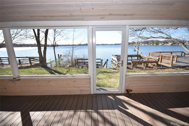 13358 Wendell St, Fenton, MI 48430 - unfurnished sunroom with a water view and healthy amount of natural light